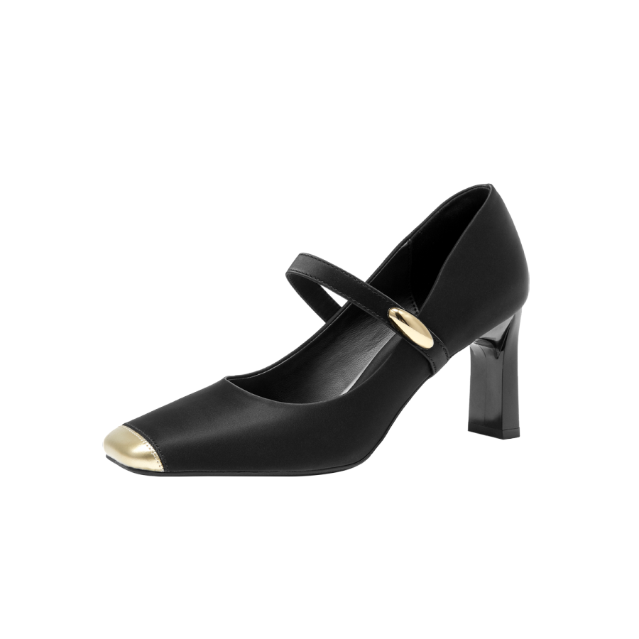 GUDIANFENGDU Pu Chunky Heel Mary Jane Shoes 7cm Women's