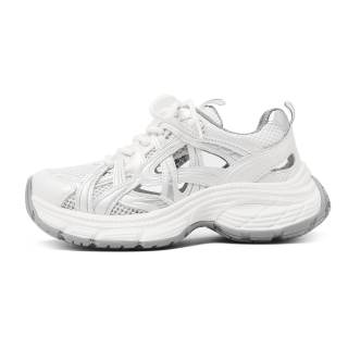 CAMEIDO Breathable Low top Chunky Sneakers Women's White