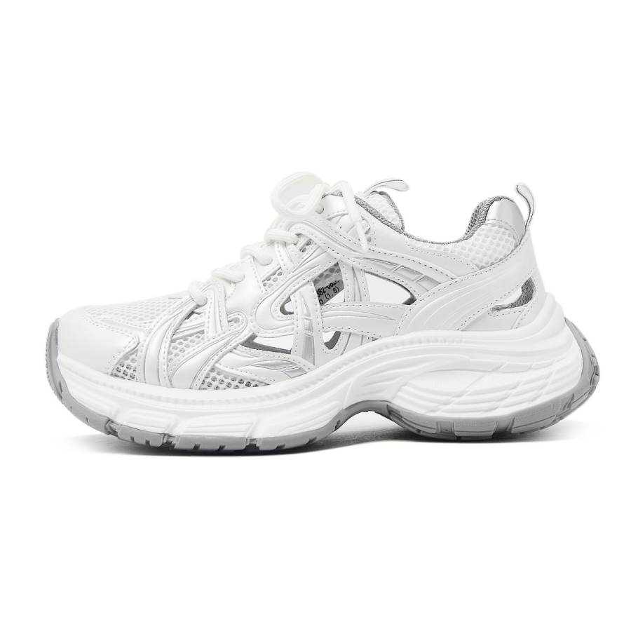 CAMEIDO Breathable Low top Chunky Sneakers Women's White