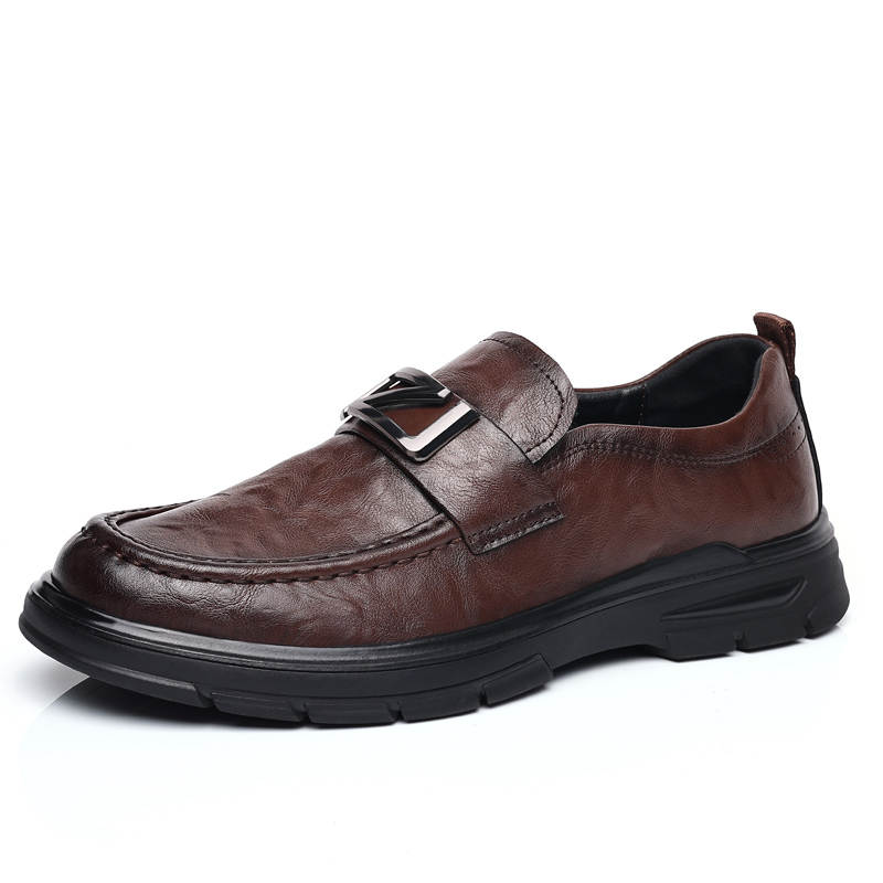 CITONGXIANSHENG Cow Split Leather Casual Shoes Men's Brown
