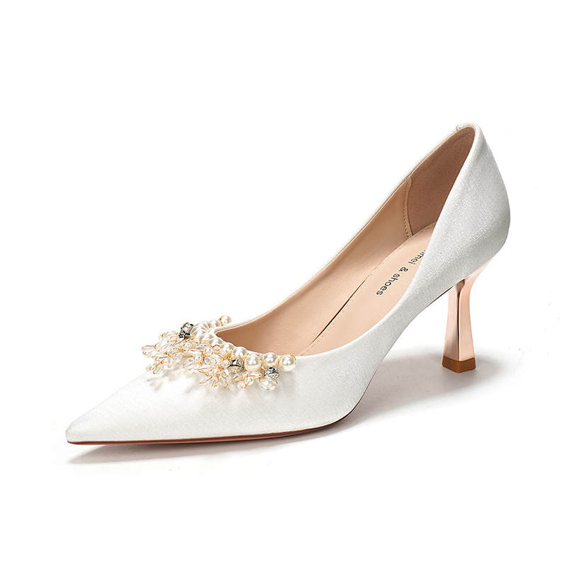HKCP Slim Heel High Heels Women's White