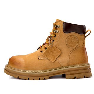 KUX Top Grain Pig Leather Short Combat Boots Unisex