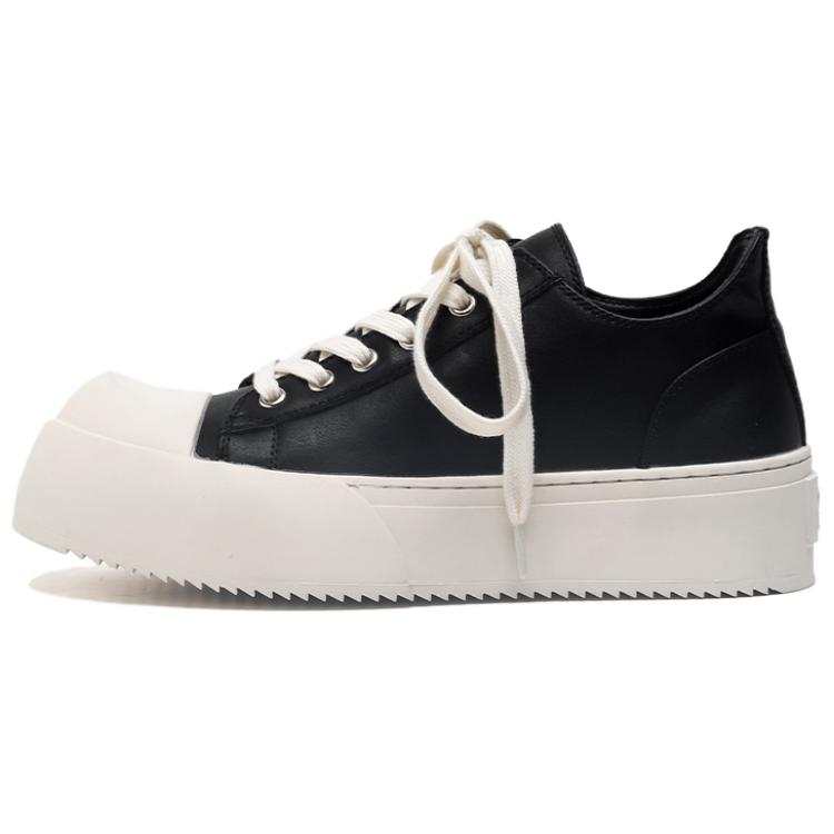 ZHENRAN Microfiber Leather Height Increasing Height Increasing Low top Skateboard Shoes Unisex Black