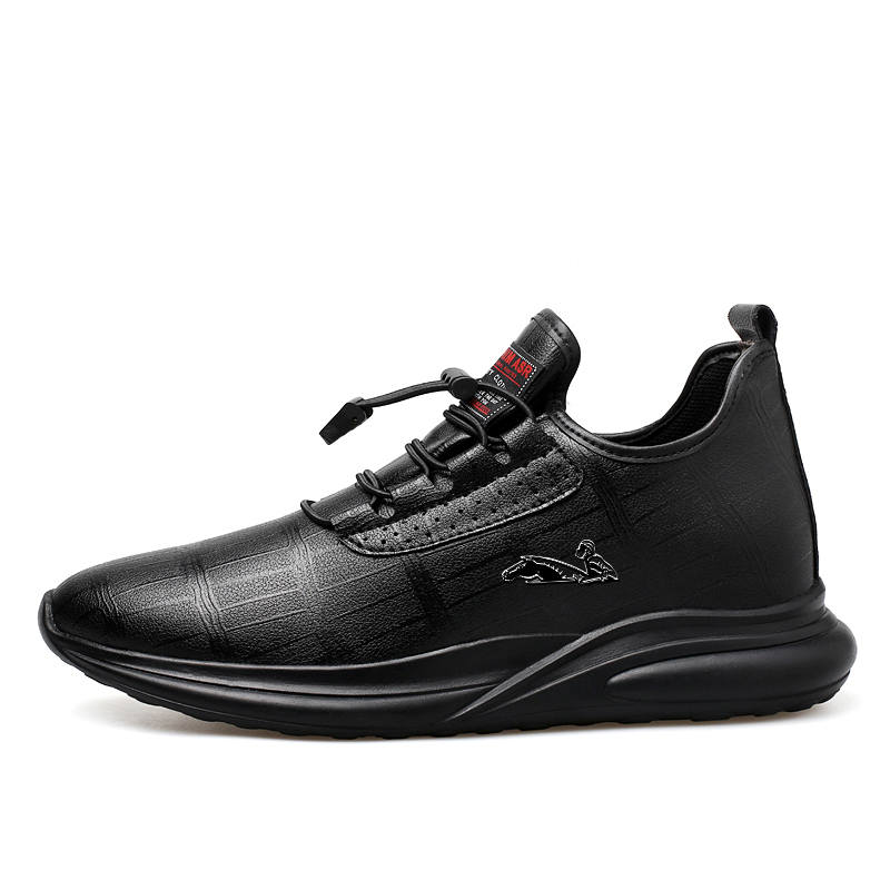 YINGLUNQISHI Cow Split Leather Casual Shoes Men's Black