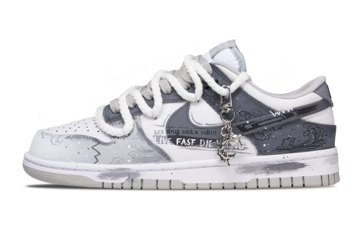 Nike Nike Dunk Gray Domain Shark Shadow, Space Of Anxiety Abrasion Resistant Low top Skateboard Shoes Unisex White Gray