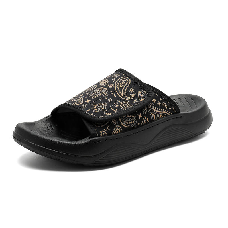 V05 Rubber Sole Slip Resistant Cushioning Slide Slippers Men's Black