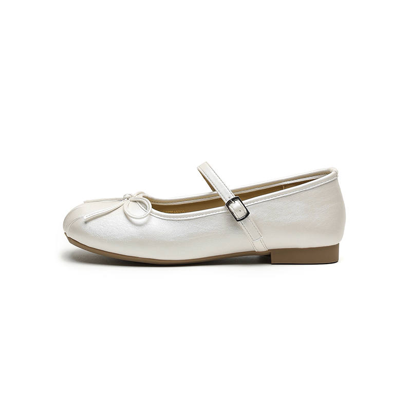 FIVE PLUS Synthetic Leather Block Heel Mary Jane Shoes Women's Beige