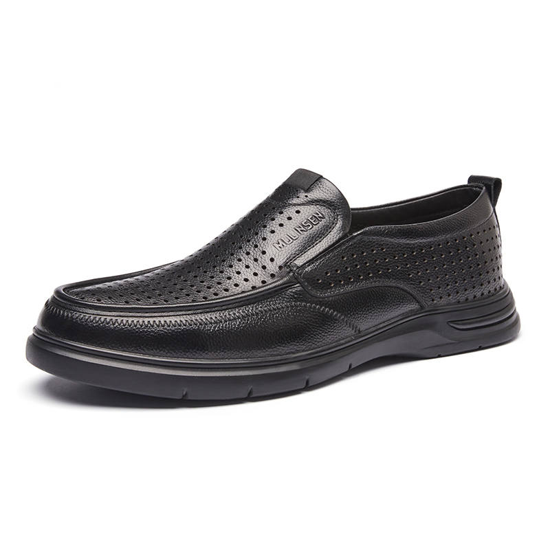 Mulinsen Top Grain Cow Leather Casual Shoes Men's Black