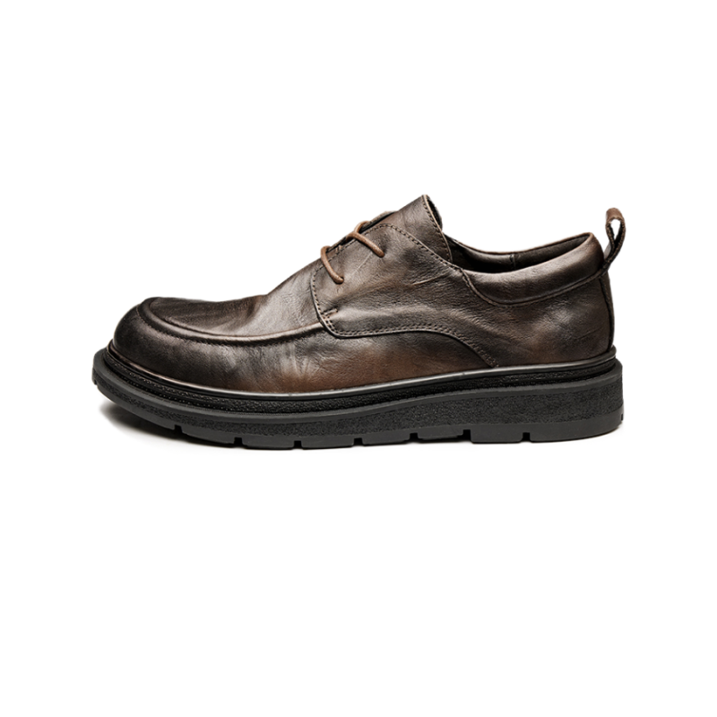 Brounvanm Top Grain Cow Leather Casual Shoes 4cm Men's