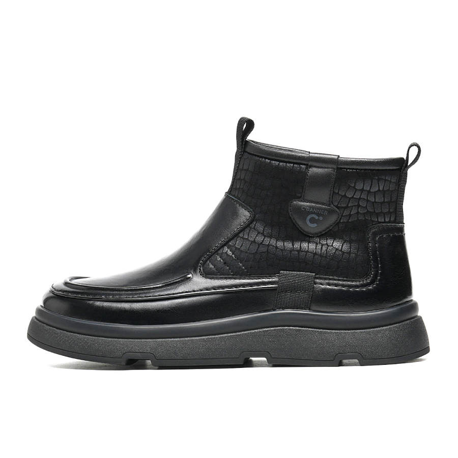 C°BANNER Thickened And Fleece Lined Minimalist Style Versatile Ankle Boots Men's Black