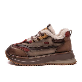 YAOQIA Top Grain Cow Leather Mid top Casual Shoes Women's