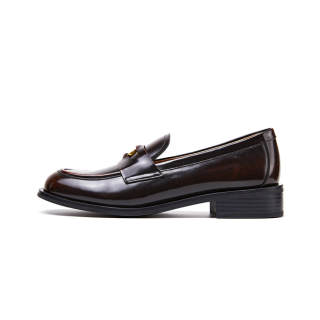 Marie Claire Cow Leather Loafers 3cm Women's Brown