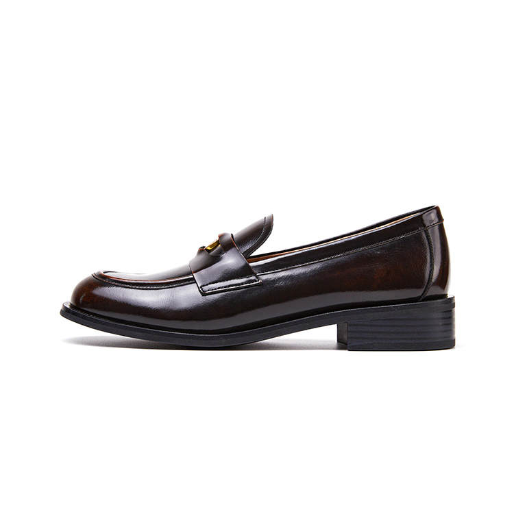 Marie Claire Cow Leather Loafers 3cm Women's Brown