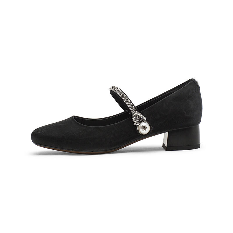 Coup De Foudre Cow Leather Chunky Heel Mary Jane Shoes 3.5cm Women's