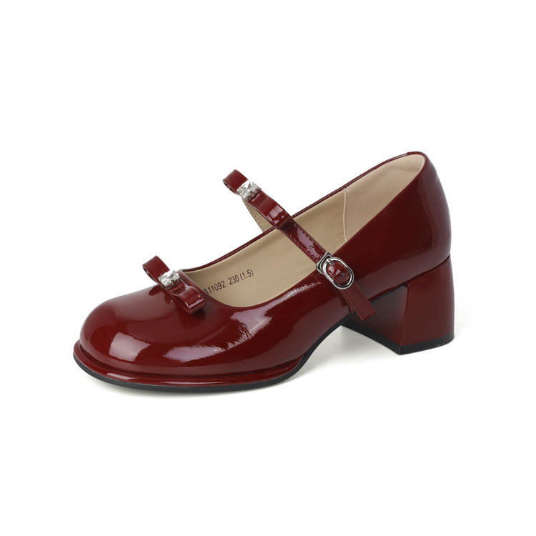 JOSINY Synthetic Leather Mary Jane Shoes Women's Red