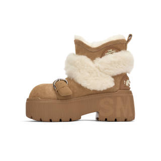 SMILEY Eggshell Collection Short Smiley Face Snow Boots Women's Camel