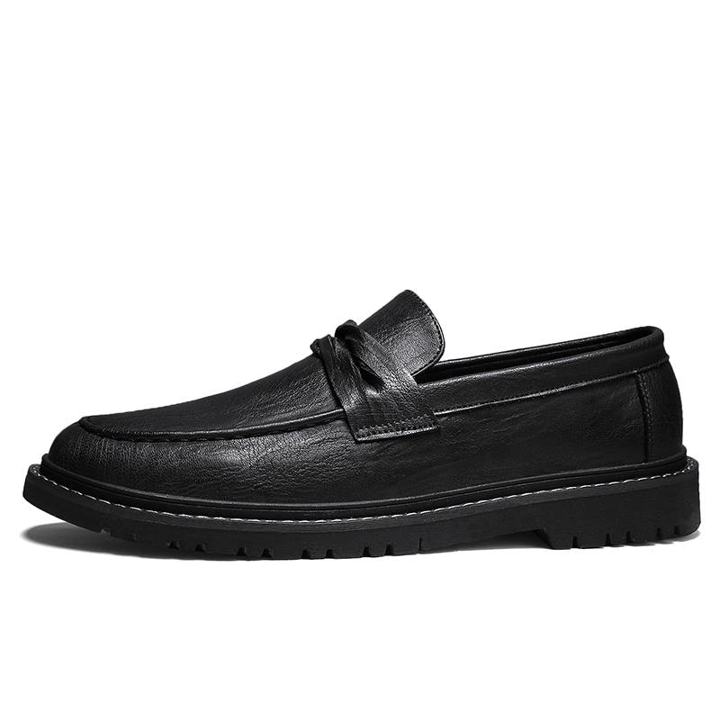 YINGLUNQISHI Cow Split Leather Casual Shoes Men's Black