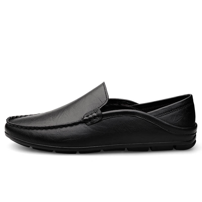 YINGLUNQISHI Top Grain Cow Leather Casual Shoes Men's Black