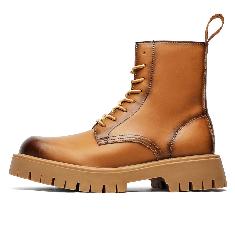 CHILANG CHILANG Combat Boots Platform Height Increasing Trendy Men's Workwear Biker Boots Men's
