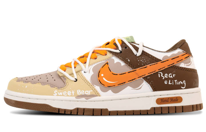 Nike Nike Dunk Little Bear Bee Artificial Leather Abrasion Resistant Breathable Low top Skateboard Shoes Unisex