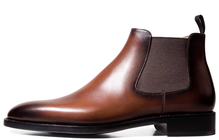 THOM WILLS Short Chelsea Boots Men's Dark Brown Polished