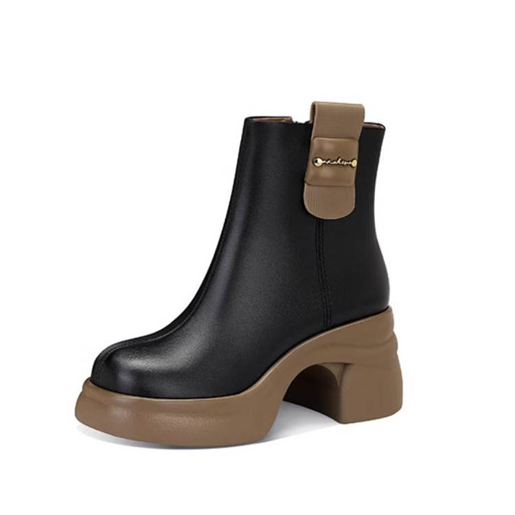 JESSICA SOPHIA Top Grain Cow Leather Ankle Boots 7cm Women's