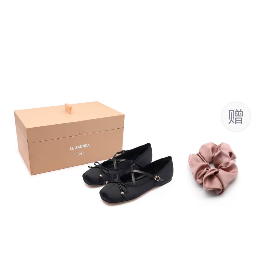 Le Saunda Sheepskin Flat Mary Jane Shoes Women's Truffle Black