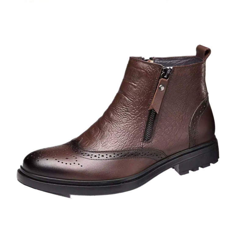 GONGNIULEITING Top Grain Cow Leather Ankle Boots Unisex