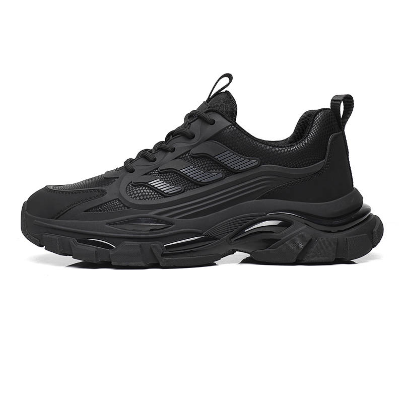 POPULAR ROUSE PR Cow Split Leather Breathable Low top Casual Shoes Men's Black