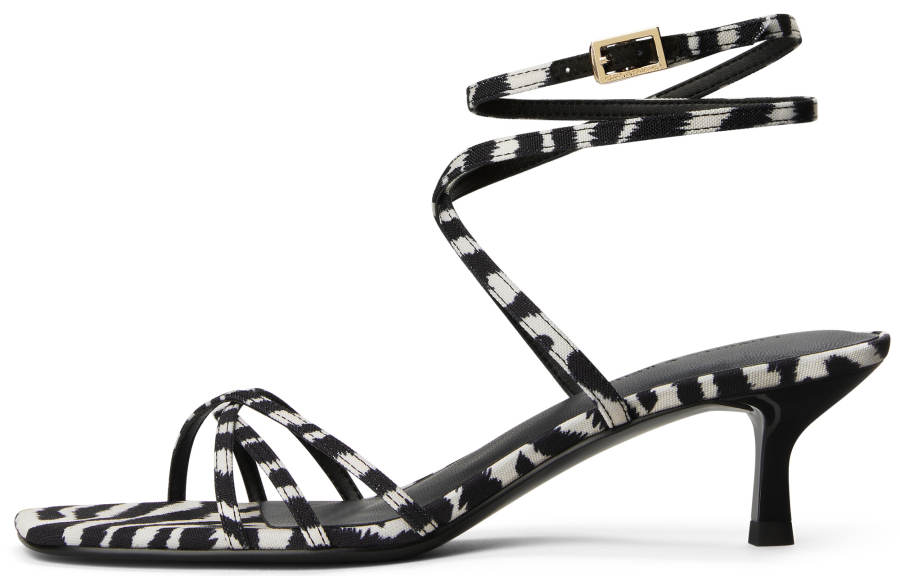 CHARLES&KEITH Small Ck Fabric One Strap Sandals 5CM Women's Animal Print Natural Black/White