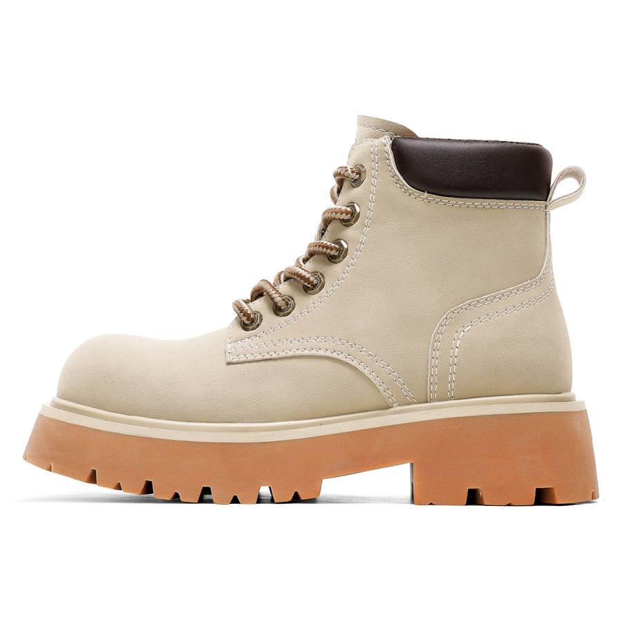 C°BANNER Synthetic Leather Combat Boots Women's Apricot