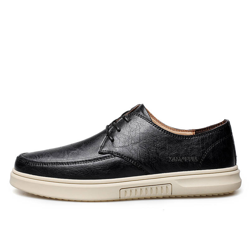 XIMO BULL XIMO BULL Casual Leather Shoes Men's Low Top Black/Gray