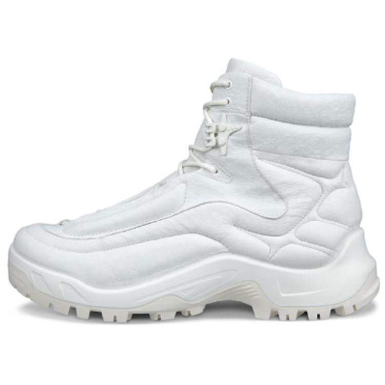 Ecco Off road Series Cow Leather Abrasion Resistant Rebound High top Hiking Shoes Men's White