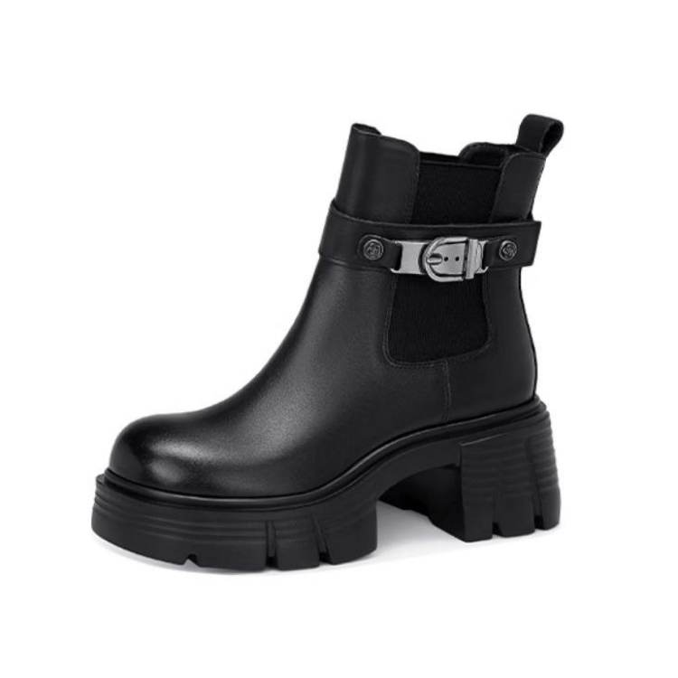 JESSICA SOPHIA Top Grain Cow Leather Short Chelsea Boots Women's