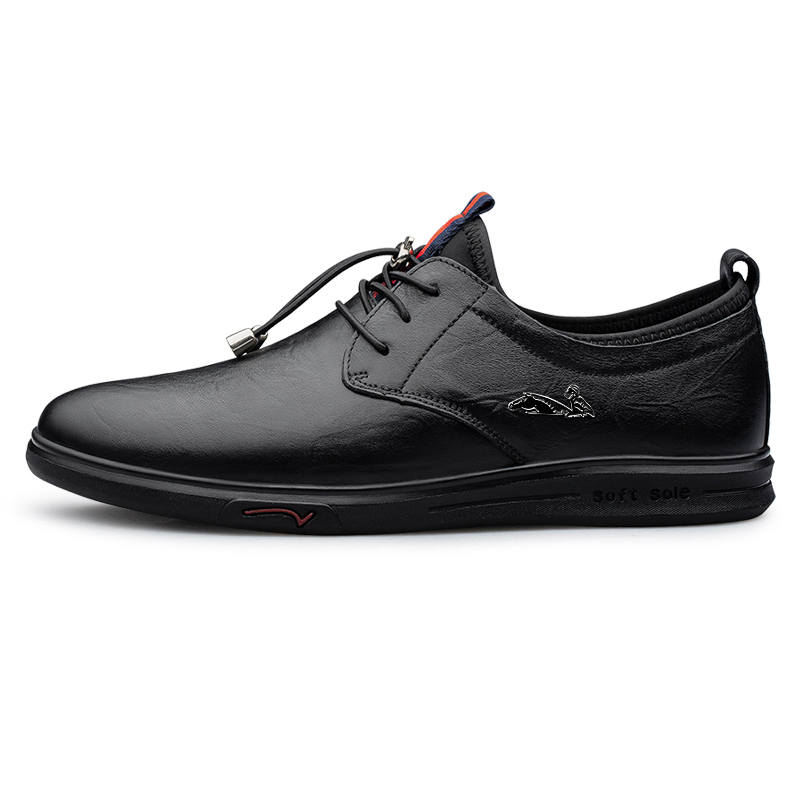 YINGLUNQISHI Top Grain Cow Leather Casual Shoes Men's Black