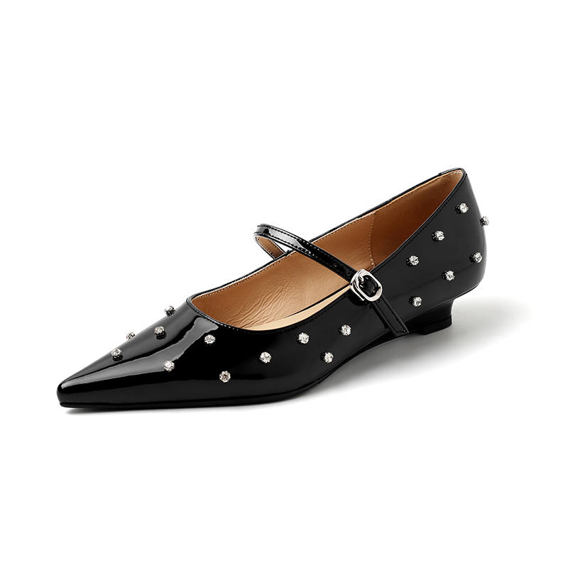 SUYANJIAO Cow Leather Chunky Heel Mary Jane Shoes Women's