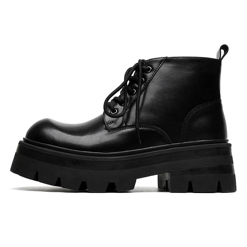 CHILANG CHILANG Combat Boots Winter Fleece Lined Biker Boots Unisex