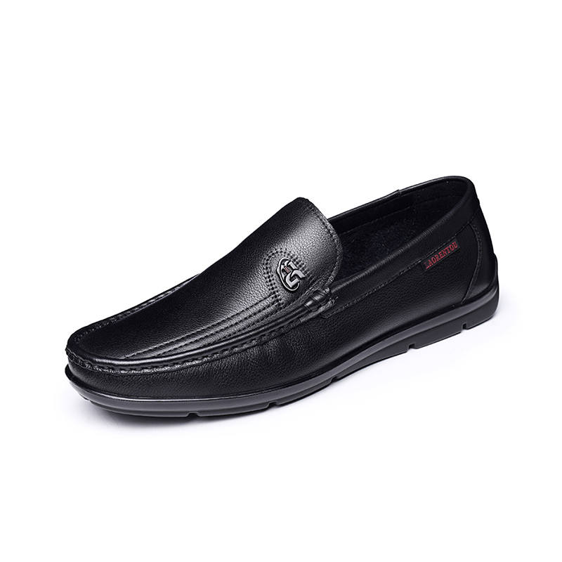 LAORENTOU Casual Leather Shoes Men's Low Top Black/White