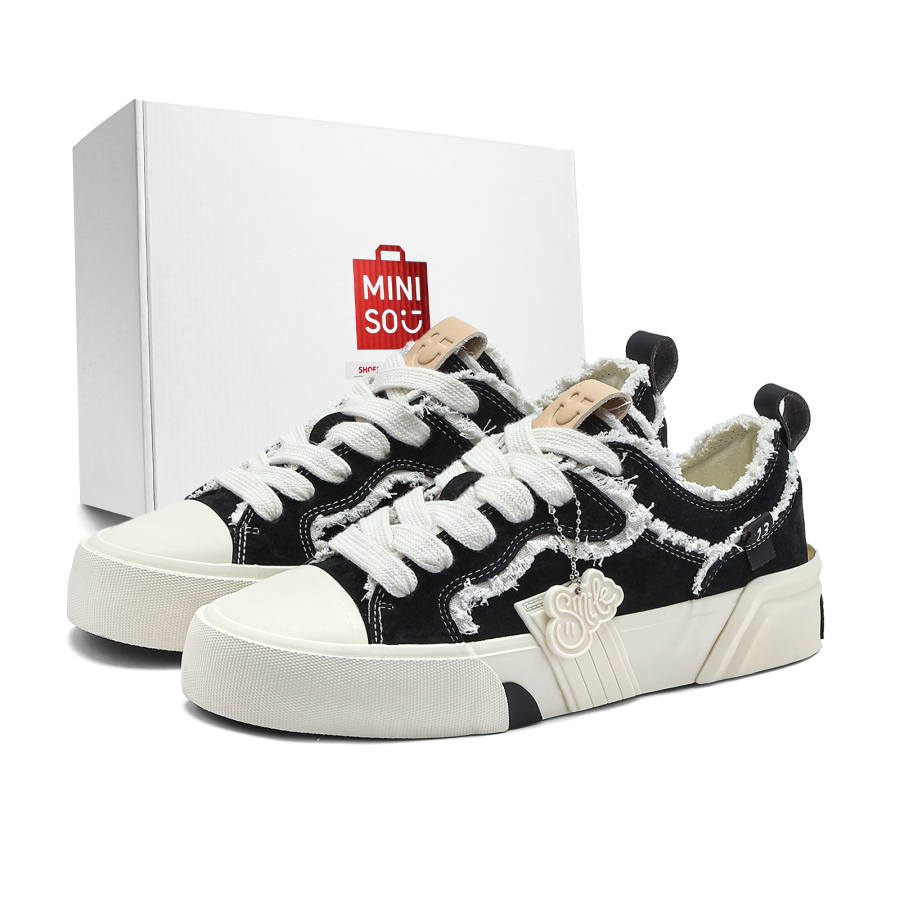 MINISO MINISO Skateboard Shoes Unisex Low Top Black White Colorway