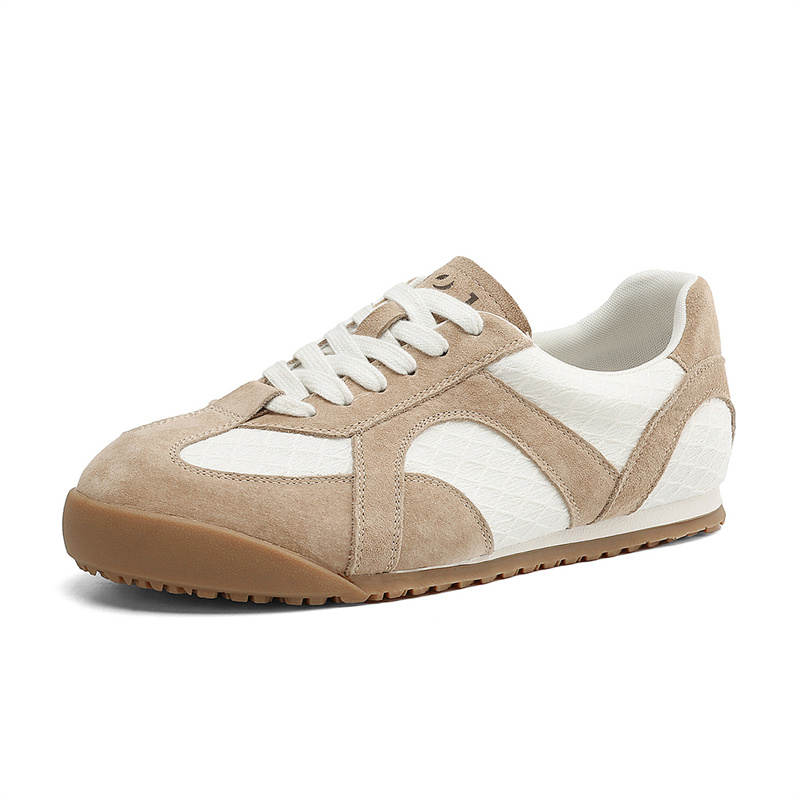 JOSINY Spring, Versatile Fashion, Sports Flat Shoes Pigskin, Textile Vintage, Casual Shoes Women's Beige Brown