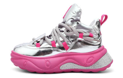 Mr.shang Auspicious Clouds Silver Collection Slip Resistant Abrasion Resistant Mid top Casual Shoes Women's Silver Pink