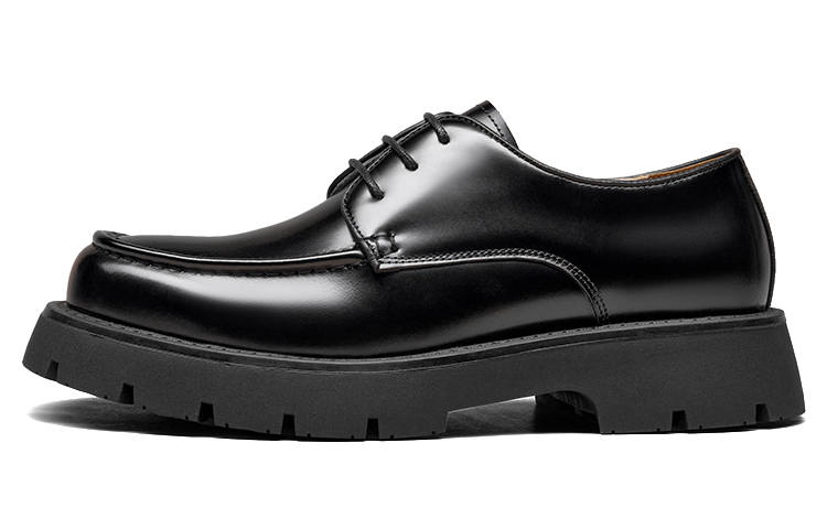 Beau Today Casual Leather Shoes Men's Low Top Classic Black