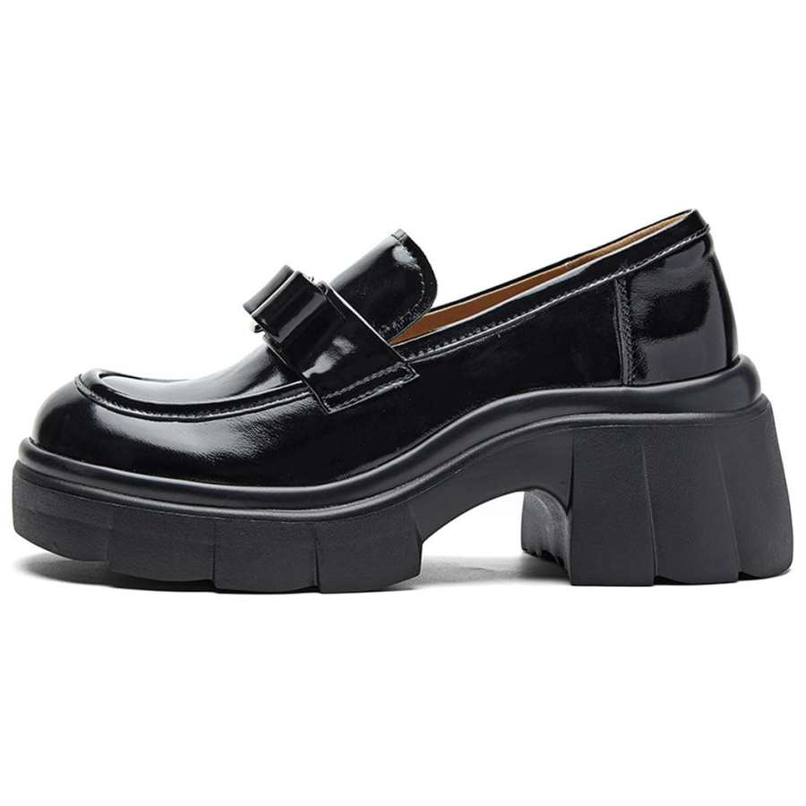 NINE WEST Cow Leather Chunky Heel High Heels 6.5cm Women's Black