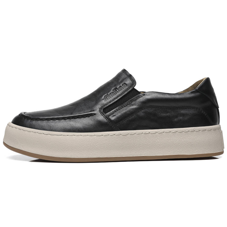 15 MINS Top Grain Cow Leather Casual Leather Shoes Men's Black