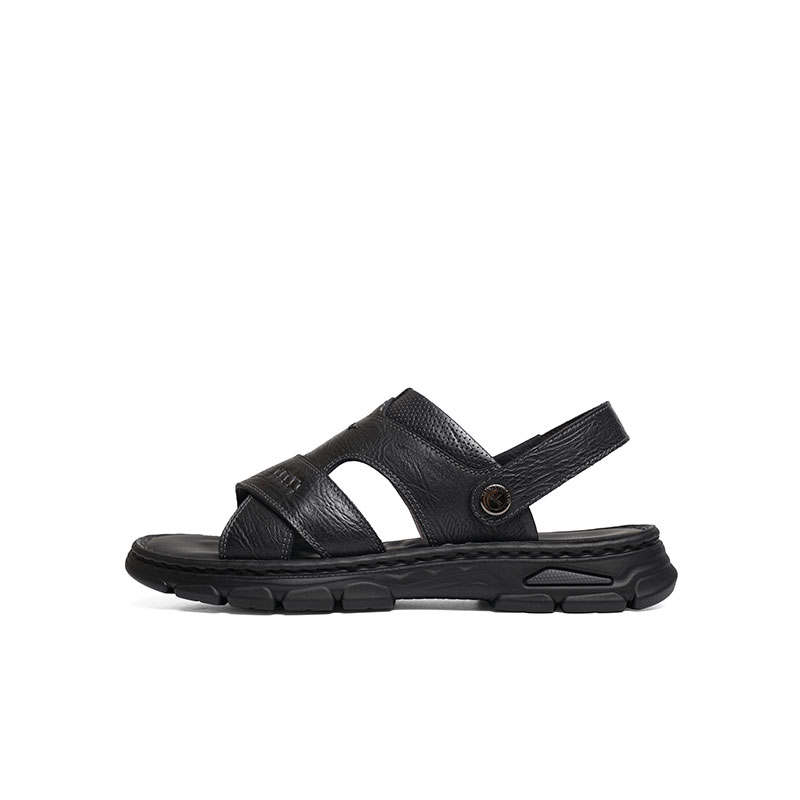 RED DRAGONFLY Cow Leather Beach Sandals Men's Black