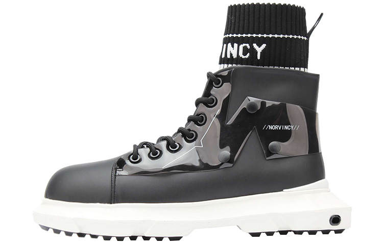 NORVINCY Combat Boots Unisex Black White