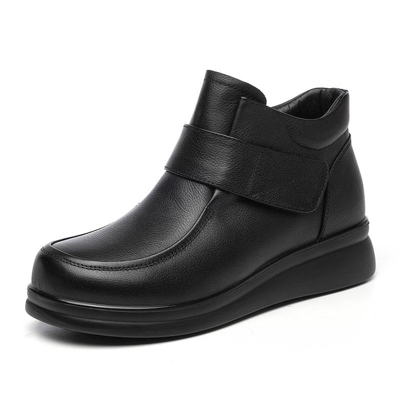 XINNUO Cow Leather Ankle Boots Women's Black