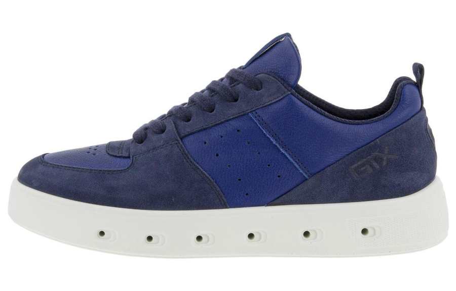 Ecco Cow Leather Low top Stylish Skateboarding Shoes Women's Marine Blue