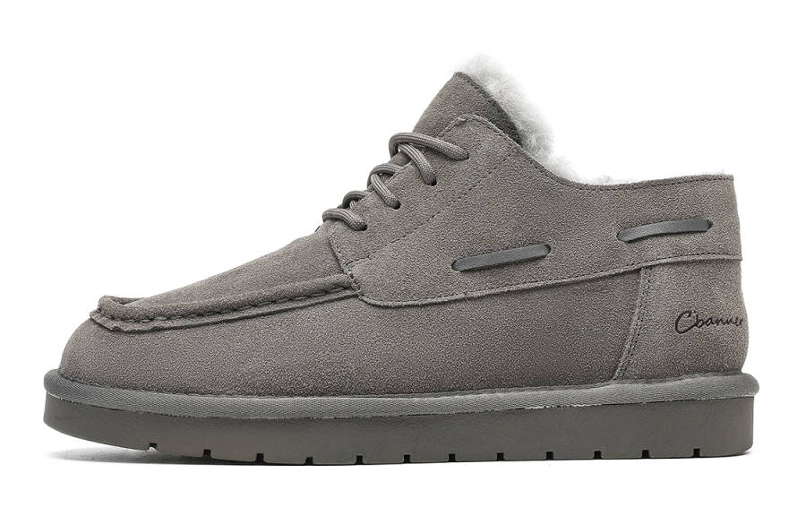 C°BANNER Cow Split Leather Trendy And Comfortable, Fleece Lined Thermal Low top Casual Shoes Men's Gray