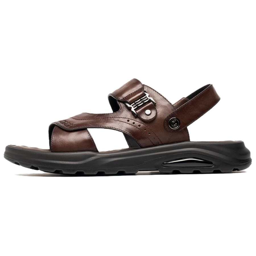 C°BANNER Cow Leather Beach Sandals Men's Dark Brown